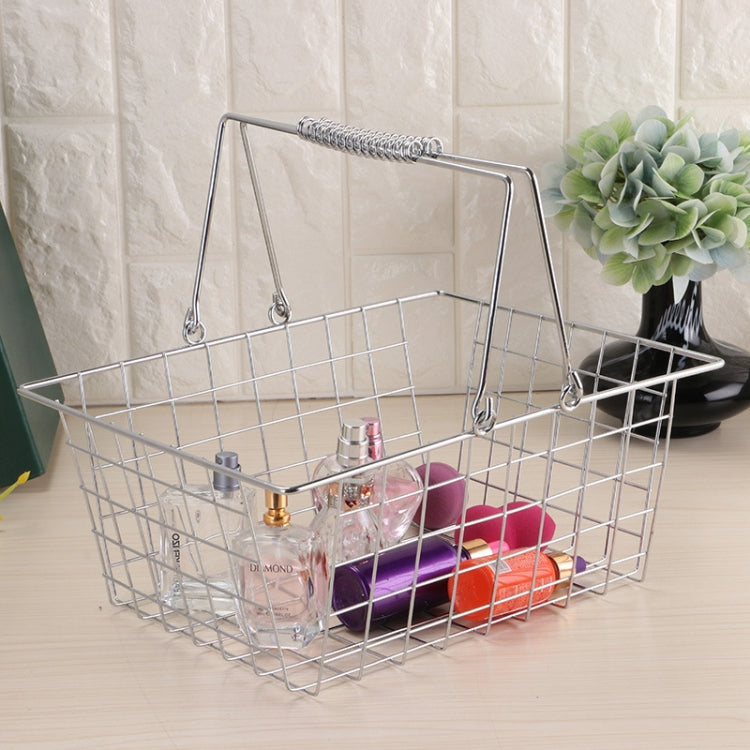 Iron Art Spring Hand Basket Basket Household Bath Laundry Kitchen Basket , Size:Large: 31x24x14 cm