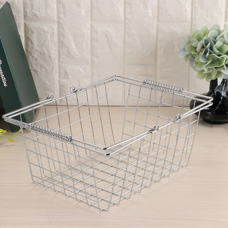 Iron Art Spring Hand Basket Basket Household Bath Laundry Kitchen Basket , Size:Large: 31x24x14 cm