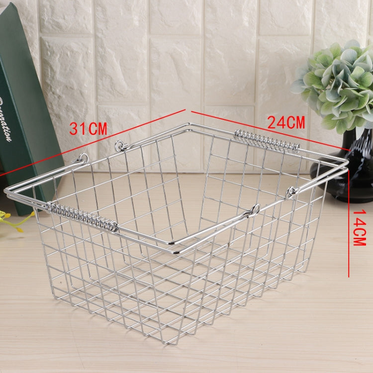 Iron Art Spring Hand Basket Basket Household Bath Laundry Kitchen Basket , Size:Large: 31x24x14 cm