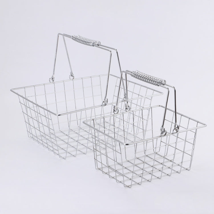 Iron Art Spring Hand Basket Basket Household Bath Laundry Kitchen Basket , Size:Large: 31x24x14 cm