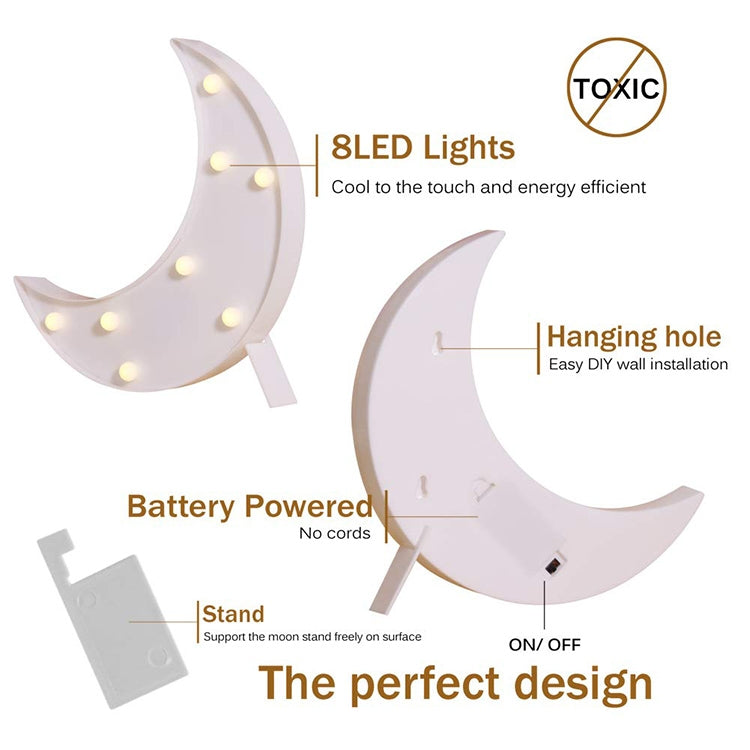LED Creative Night Light Holiday Decoration Light, Style: White Moon(Warm White Light)