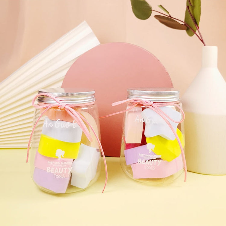 3 Sets 8 In 1 Can Canned Powder Puff Hydrophilic Non-Latex Powder Puff Shaped Puff Set Random Color Delivery
