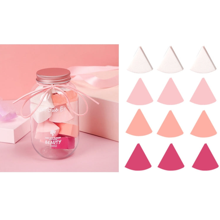 3 Sets 12 in 1 Cans Disposable Powder Puff Triangle Makeup Powder Puff Set Fan-Shaped Powder Puff