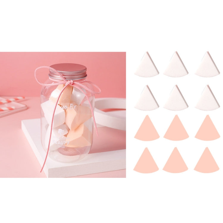 3 Sets 12 in 1 Cans Disposable Powder Puff Triangle Makeup Powder Puff Set Fan-Shaped Powder Puff