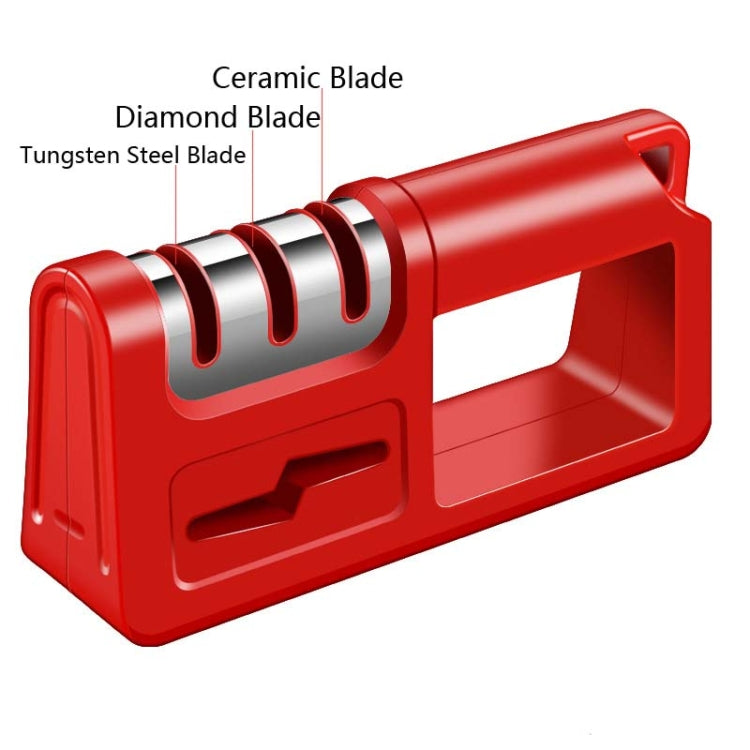 2 PCS Three-Stage Kitchen Sharpener Multi-Function Kitchen Knife Scissors Sharpening Stone, Specification:Diamond Cutter Head, Color:Red