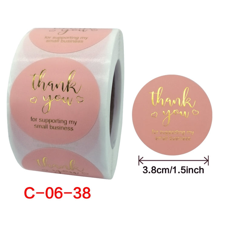3 PCS Roll Pink Hot Stamping Thank You Sticker Self-Adhesive Film Sticker  Envelope/Holiday Gift Decoration, Size: 3.8CM/1.5inch