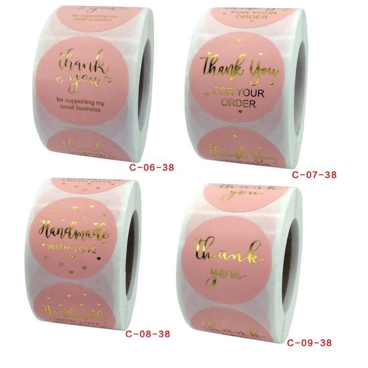 3 PCS Roll Pink Hot Stamping Thank You Sticker Self-Adhesive Film Sticker  Envelope/Holiday Gift Decoration, Size: 3.8CM/1.5inch