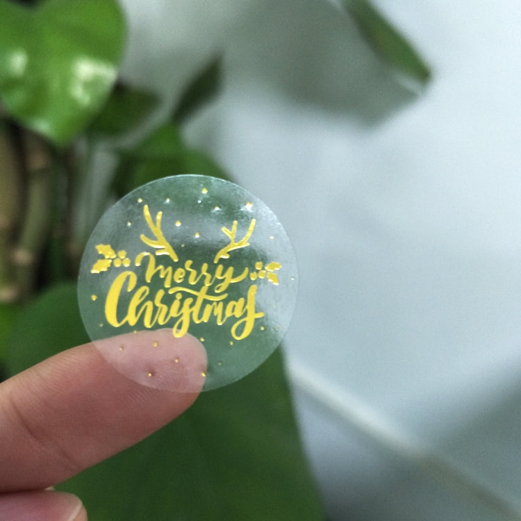 3 PCS  Roll TransparentHot Gold Stickers Christmas Stickers Holiday Gift Stickers, Size: 2.5cm / 1inch
