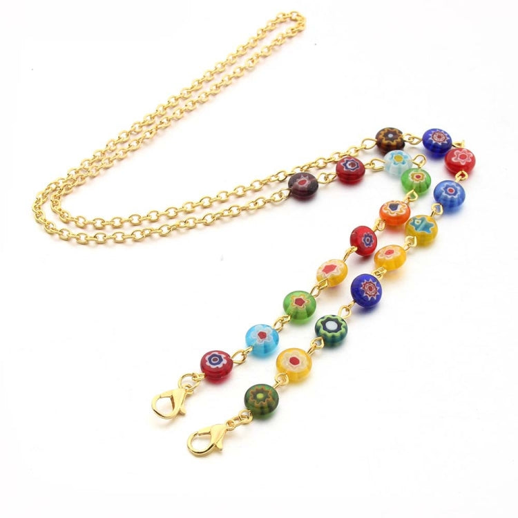 2 PCS Anti-Lost Anti-Leer Glass Flower Bead Mask Chain Mask Lanyard