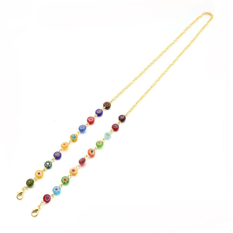 2 PCS Anti-Lost Anti-Leer Glass Flower Bead Mask Chain Mask Lanyard