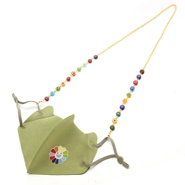 2 PCS Anti-Lost Anti-Leer Glass Flower Bead Mask Chain Mask Lanyard