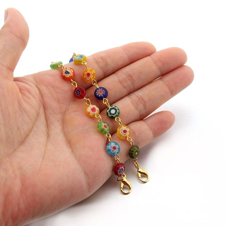 2 PCS Anti-Lost Anti-Leer Glass Flower Bead Mask Chain Mask Lanyard