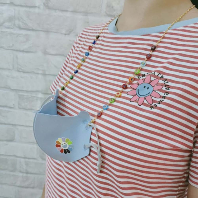 2 PCS Anti-Lost Anti-Leer Glass Flower Bead Mask Chain Mask Lanyard