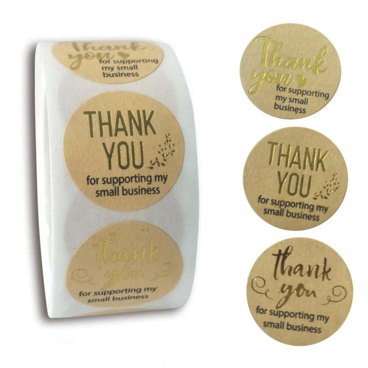 5 PCS Roll Kraft Paper Hot Stamping Thanks You Baking Sticker Label, Size: 2.5cm / 1 inch