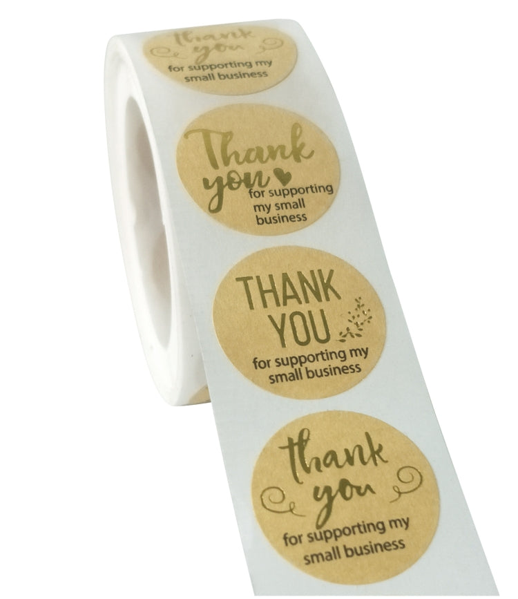 5 PCS Roll Kraft Paper Hot Stamping Thanks You Baking Sticker Label, Size: 2.5cm / 1 inch