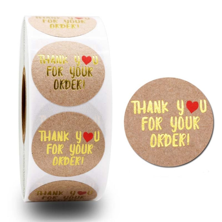 5 PCS Roll Kraft Paper Hot Stamping Thanks You Baking Sticker Label, Size: 2.5cm / 1 inch