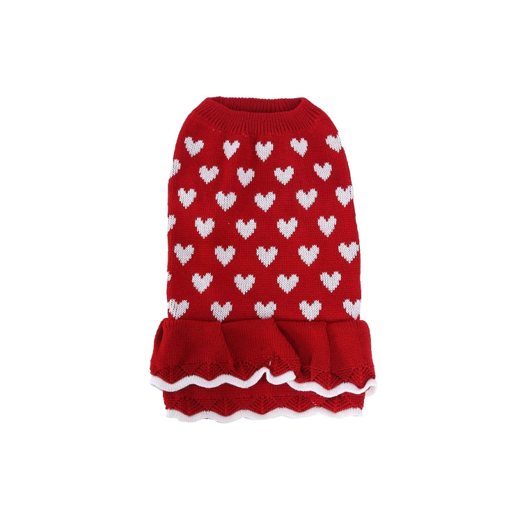 Autumn Winter Pet Red Love Sweater Festive Christmas Pet Clothes, Size: L