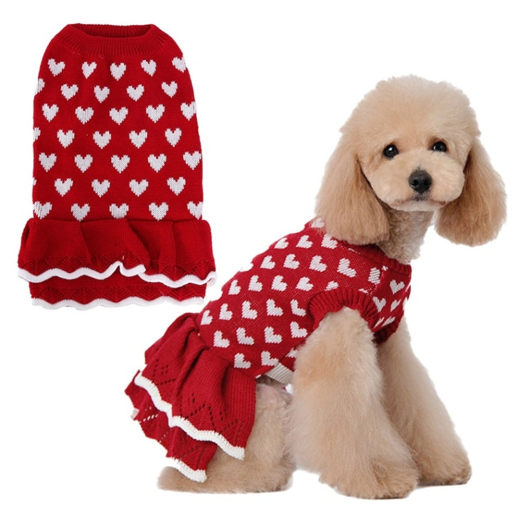 Autumn Winter Pet Red Love Sweater Festive Christmas Pet Clothes, Size: XXL