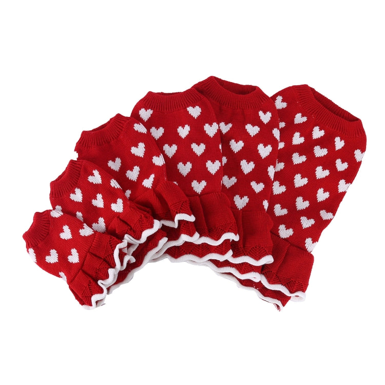 Autumn Winter Pet Red Love Sweater Festive Christmas Pet Clothes, Size: XXL