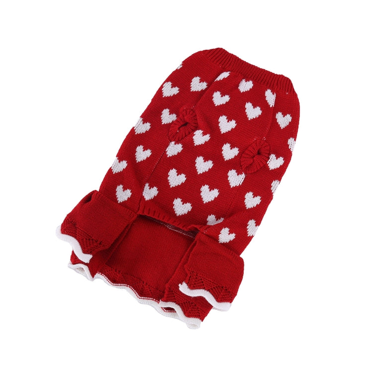 Autumn Winter Pet Red Love Sweater Festive Christmas Pet Clothes, Size: XXL