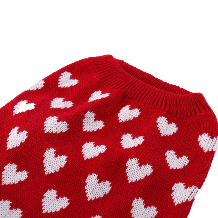 Autumn Winter Pet Red Love Sweater Festive Christmas Pet Clothes, Size: XXL