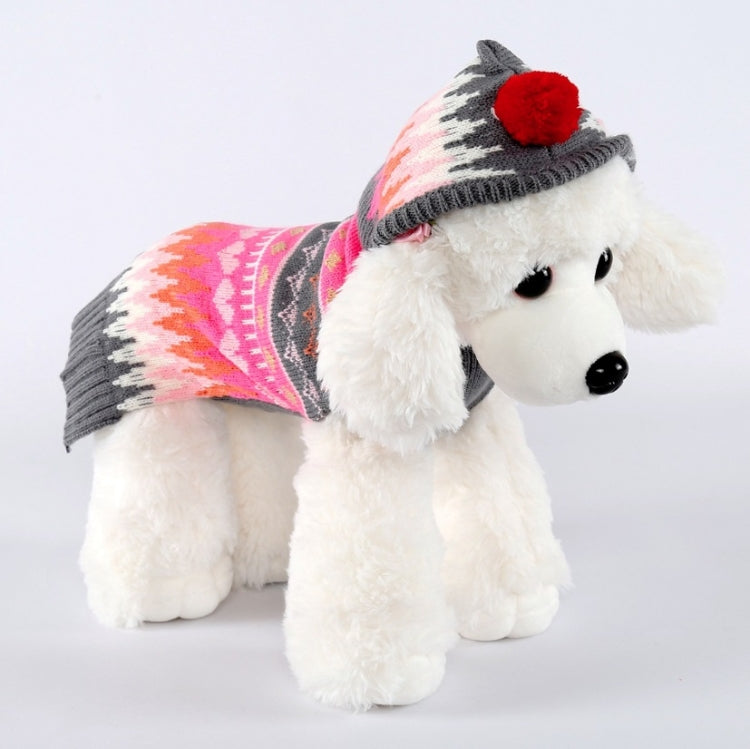 Pet Christmas Costume Sweater Hooded Ball Snowflake Costume, Size: S