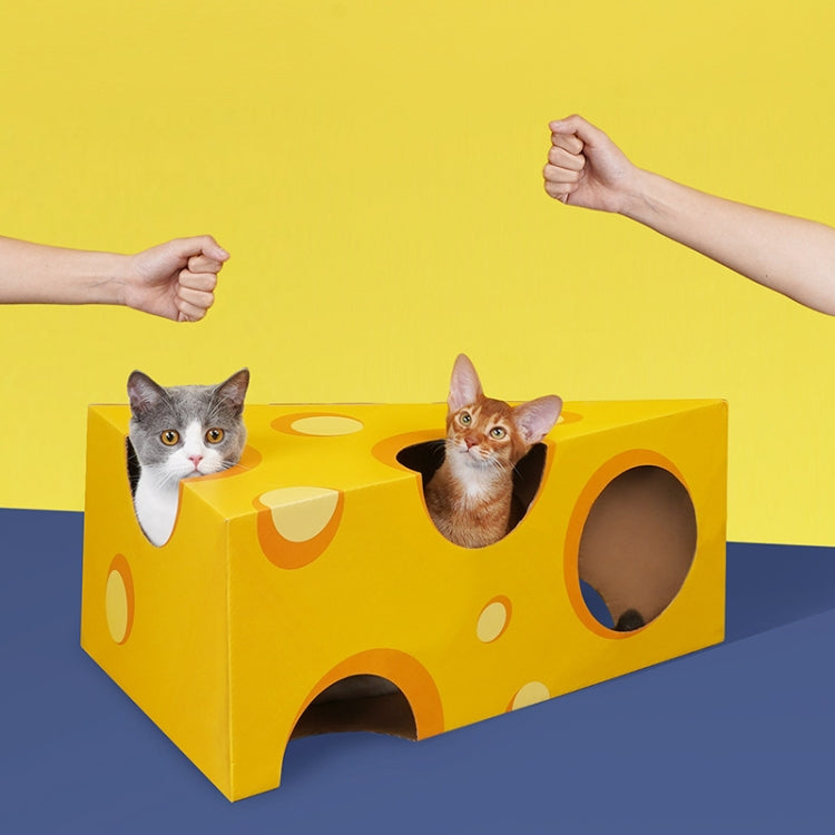 Corrugated Cheese Cat Box Cat Litter Cat Toy Cat Tunnel, Size: 44x26x63cm