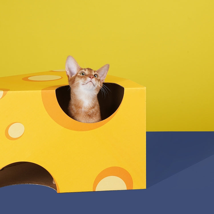 Corrugated Cheese Cat Box Cat Litter Cat Toy Cat Tunnel, Size: 44x26x63cm