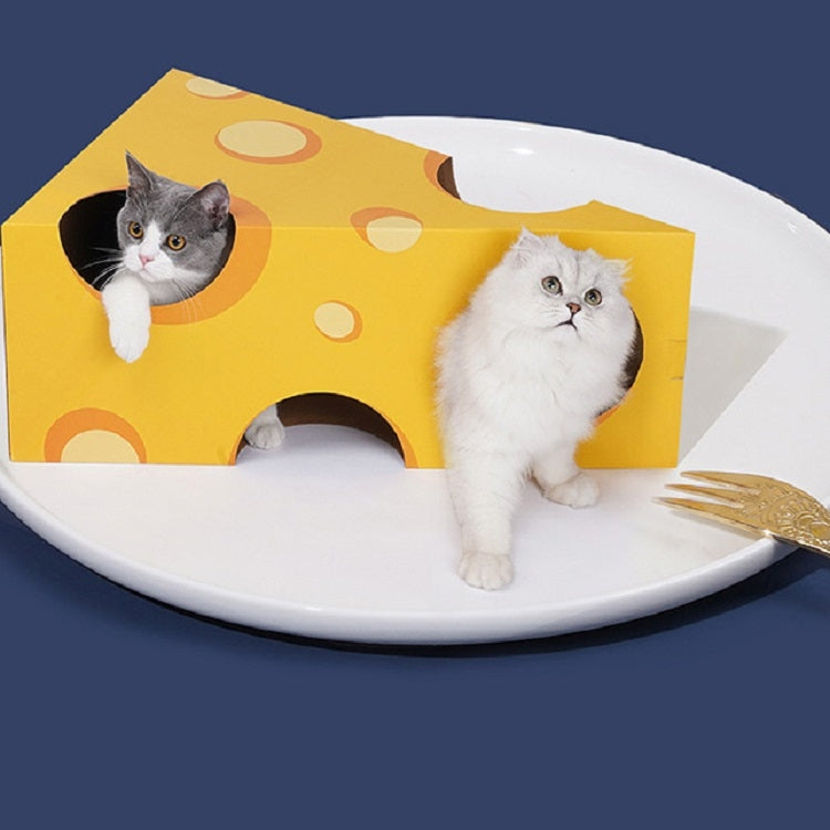 Corrugated Cheese Cat Box Cat Litter Cat Toy Cat Tunnel, Size: 44x26x63cm
