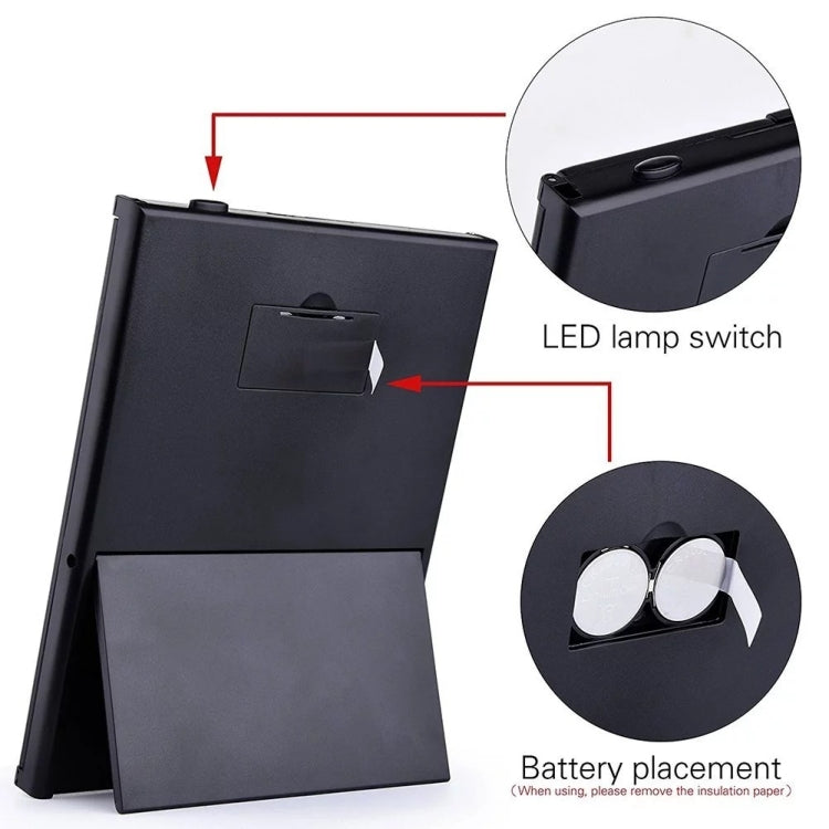 Tri-Fold Mirror LED 8 Lights Makeup Mirror(Black)