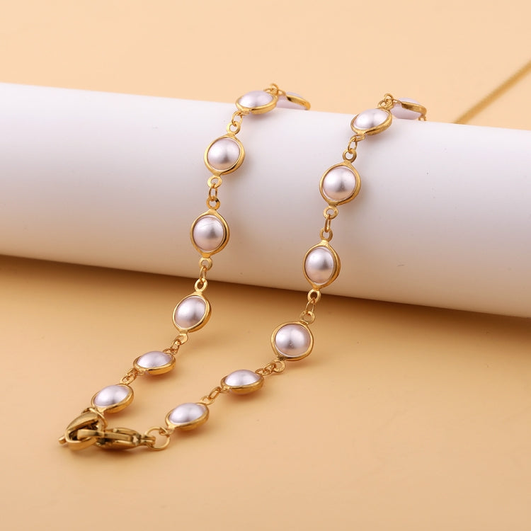 2 PCS Mask Anti-Lost Hanging Chain Round Handmade Pearl Multi-Purpose Sweater Chain Glasses Chain(Golden)