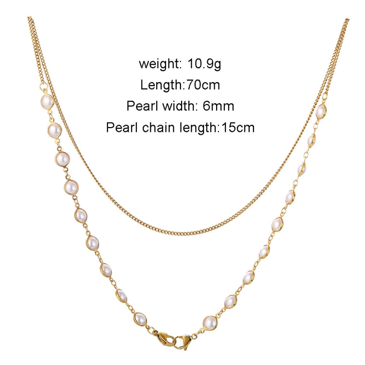 2 PCS Mask Anti-Lost Hanging Chain Round Handmade Pearl Multi-Purpose Sweater Chain Glasses Chain(Golden)