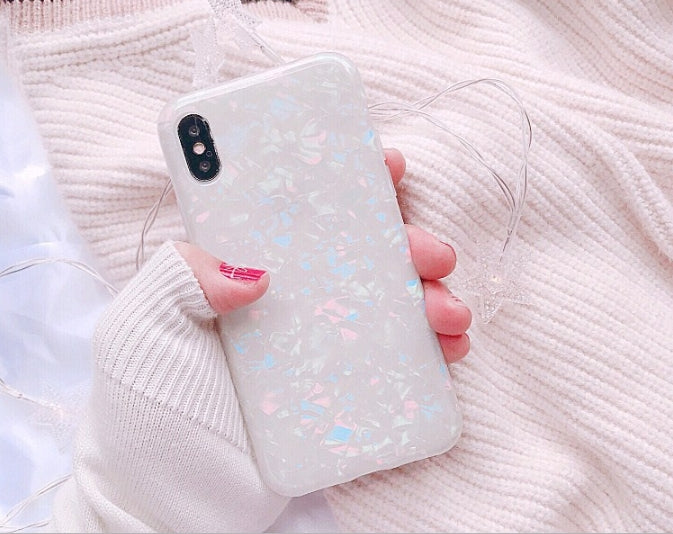 For iPhone XR Glitter Dream Shell Pattern Soft Silicone Cases(Apricot)