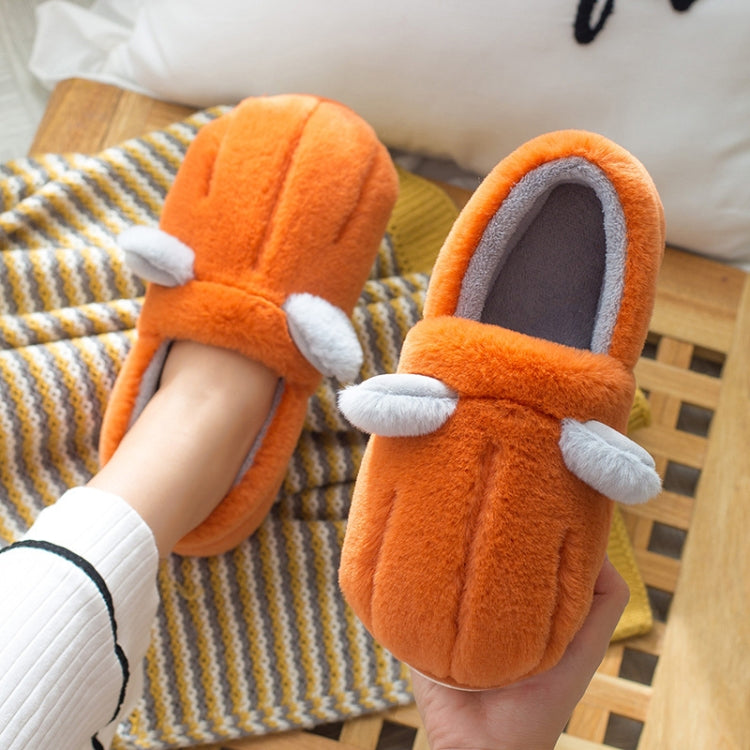 With Heel Cotton Slippers Female Cute Plush Winter Home Indoor Warmth Thick Bottom Cotton Slippers, Colour: Orange