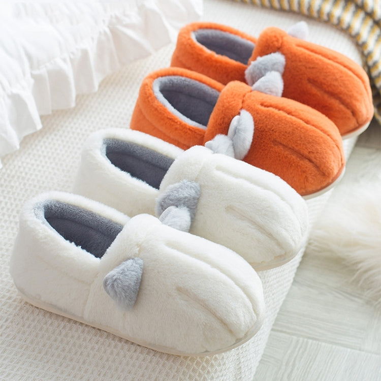 With Heel Cotton Slippers Female Cute Plush Winter Home Indoor Warmth Thick Bottom Cotton Slippers, Colour: Orange