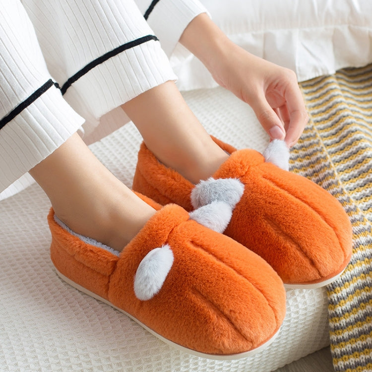 With Heel Cotton Slippers Female Cute Plush Winter Home Indoor Warmth Thick Bottom Cotton Slippers, Colour: Orange
