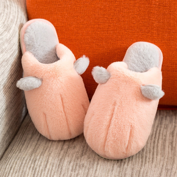 Cute Cotton Slippers Women Winter Plush Thick Bottom Warm Indoor Cotton Slippers Household Cat Claw Cotton Slippers, Colour: Pink(36-37)