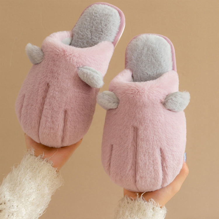 Cute Cotton Slippers Women Winter Plush Thick Bottom Warm Indoor Cotton Slippers Household Cat Claw Cotton Slippers, Colour: Purple(36-37)