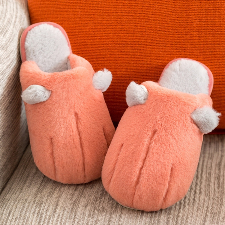 Cute Cotton Slippers Women Winter Plush Thick Bottom Warm Indoor Cotton Slippers Household Cat Claw Cotton Slippers, Colour: Red(40-41)