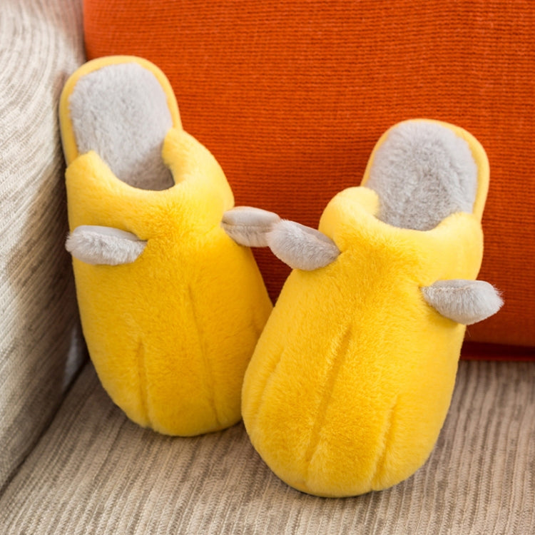 Cute Cotton Slippers Women Winter Plush Thick Bottom Warm Indoor Cotton Slippers Household Cat Claw Cotton Slippers, Colour: Yellow(38-39)