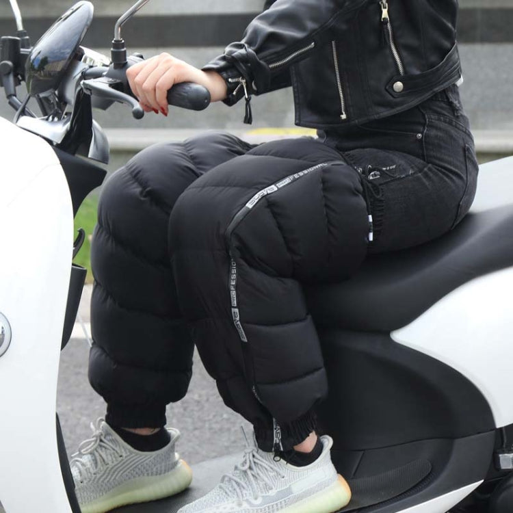 Electric Bicycle Winter Motorcycle Windshield Waterproof Warm Leg Cover Plus Velvet Padded Knee Pads, Size:70cm Extended(Black)
