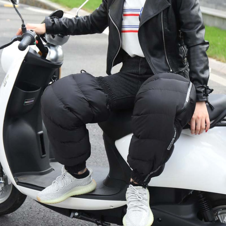 Electric Bicycle Winter Motorcycle Windshield Waterproof Warm Leg Cover Plus Velvet Padded Knee Pads, Size:70cm Lengthened and Enlarged(Black)