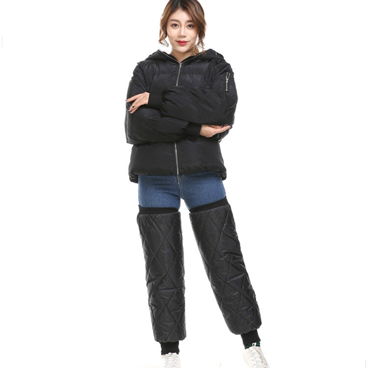Electric Bike Winter Outdoor Riding Windproof Cold Protection Plus Velvet Warm Leg Guard Knee Pads, Style:70cm Black