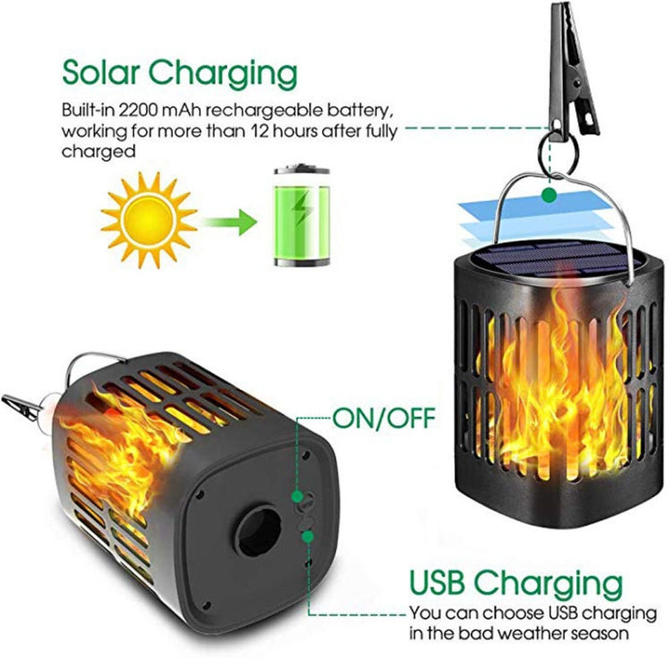 96 LEDs Solar Flame Lamp IP65 Waterproof Outdoor Courtyard Lawn Light