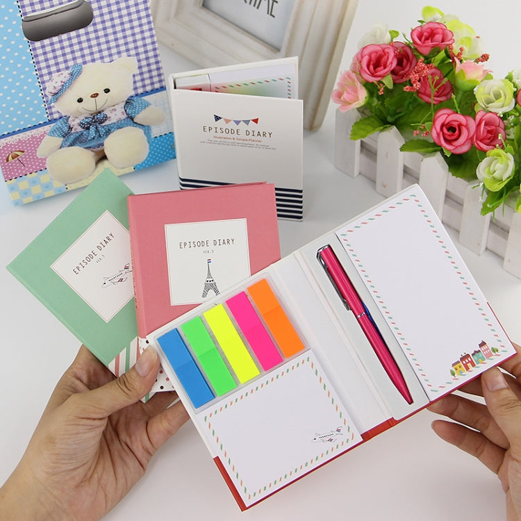 2 PCS Creative Hardcover Combination Notepad Sticky Notes Stationery Office School Supplies with Pen, Random Color Delivery