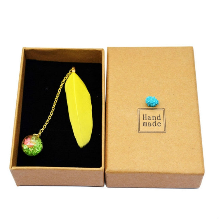 Feather Glass Ball Pendant Bookmark School Stationery Office Supplies