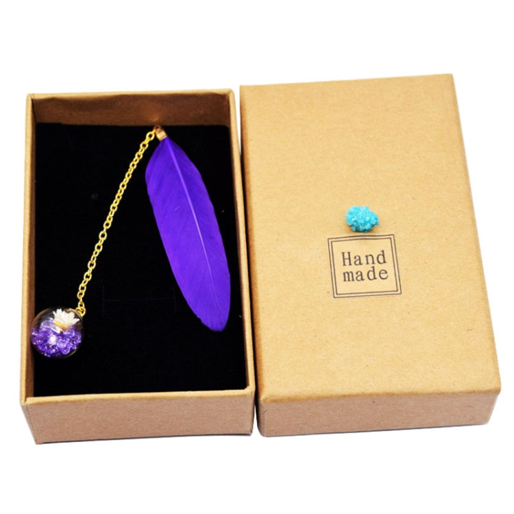 Feather Glass Ball Pendant Bookmark School Stationery Office Supplies