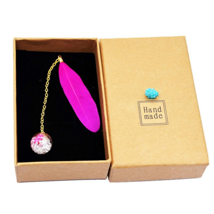 Feather Glass Ball Pendant Bookmark School Stationery Office Supplies