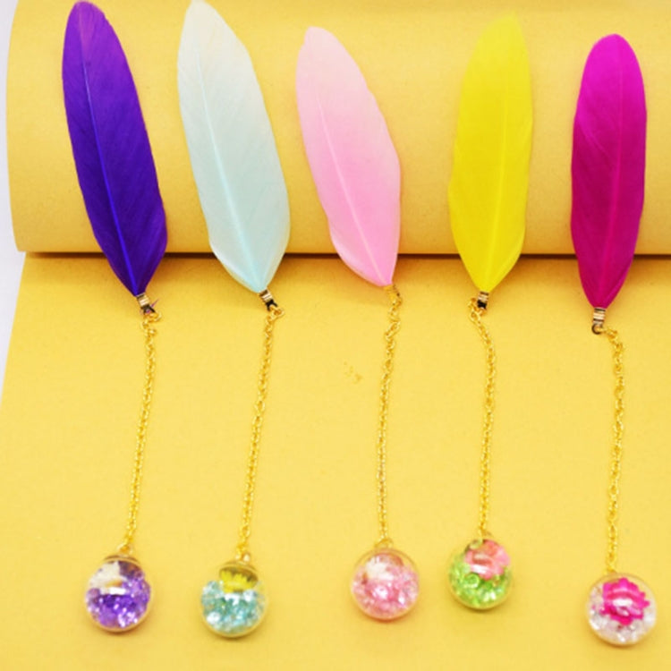 Feather Glass Ball Pendant Bookmark School Stationery Office Supplies