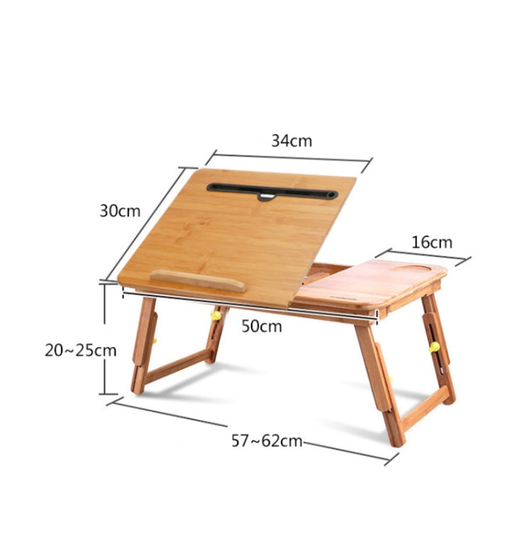 Folding Laptop Desk Bed Card Slot Lifting Type Lazy Computer Desk, Size: Small (50cm), Style:with Drawer